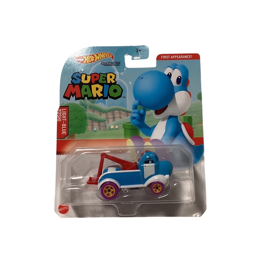 Hot Wheels Super Mario Character Cars Light-Blue Yoshi Tow‎ Truck Die-Cast GJH23